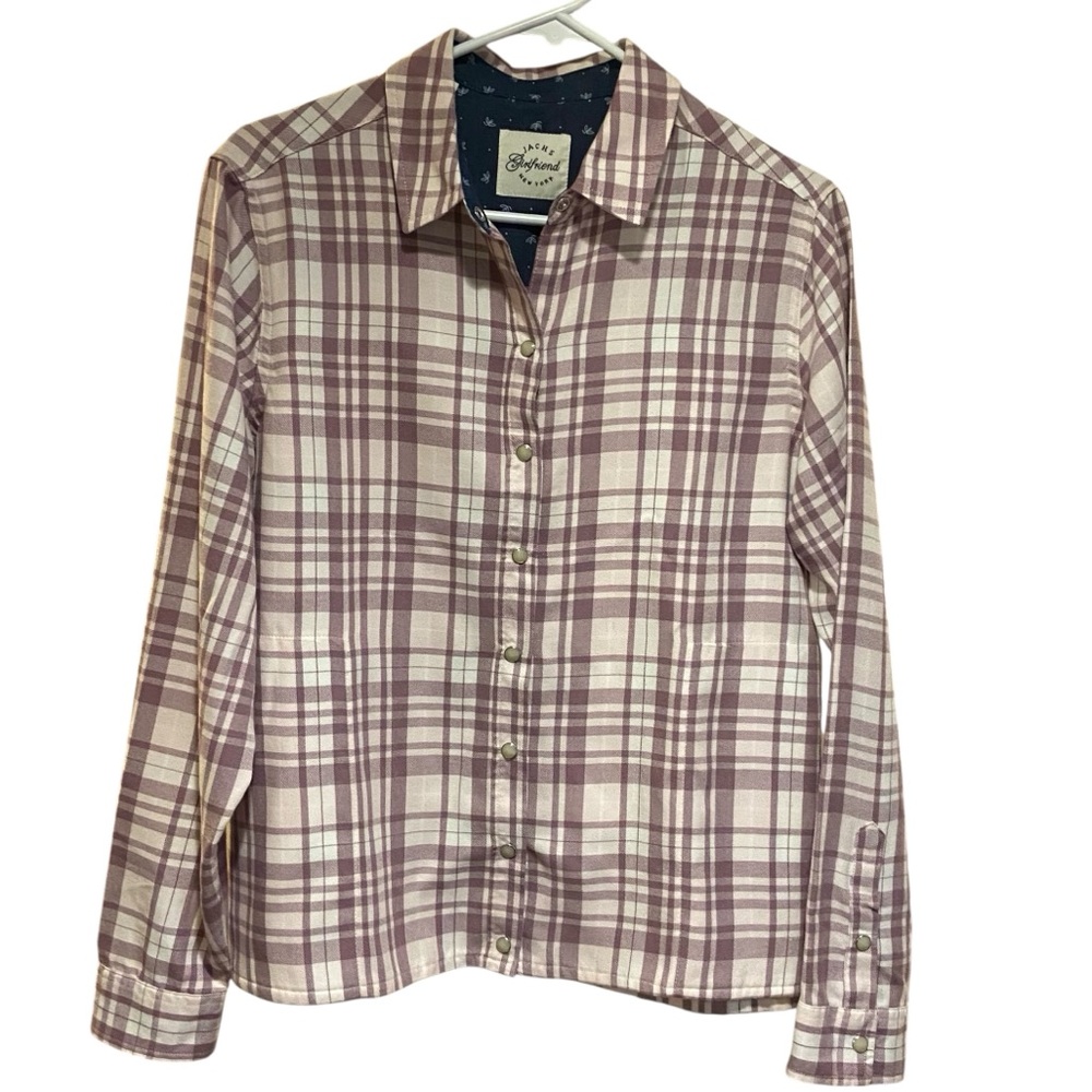 JACHS Girlfriend Plaid Button Up Small Western Cowgirl Long Sleeve Fall Top